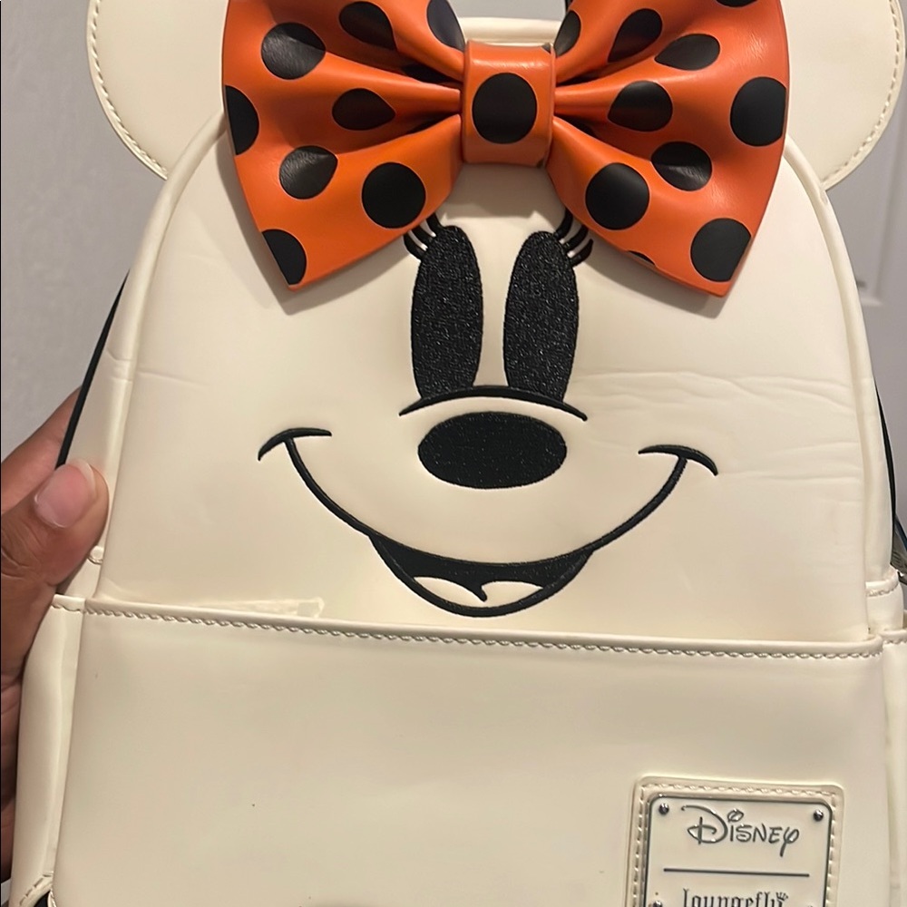 Disney Minnie Mouse Cream Backpack with Polka Dot Bow